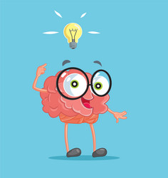Smiling Brain Character with Lightbulb vector image