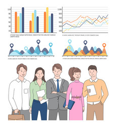 Statistics and business data collaboration team vector