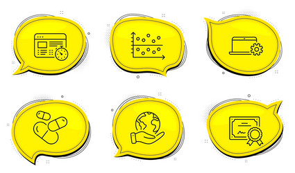 web timer notebook service and dot plot icons set vector image