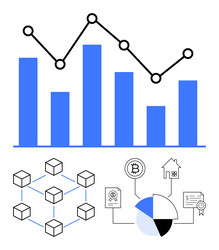 data visualization with blockchain network vector image