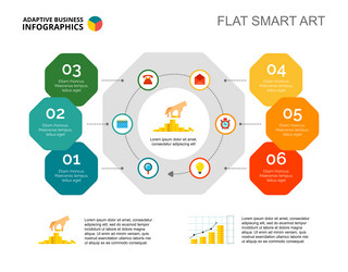 six step process chart slide template vector image