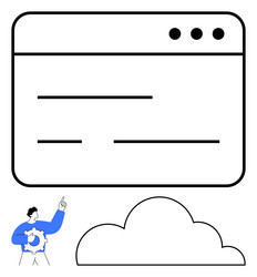 cloud-based application with user interaction vector image