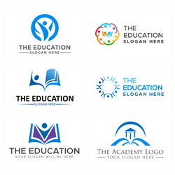 Education people book library academy logo design vector