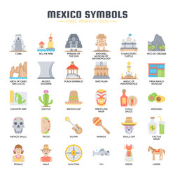 Mexico elements thin line and pixel perfect icons vector