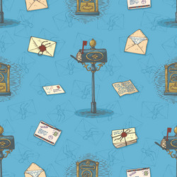 seamless pattern with envelopes letters vector image