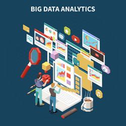 Big Data Analytics Isometric Composition vector image