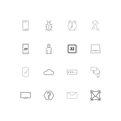 internet technologies linear thin icons set vector image