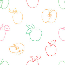 one line art style apple seamless pattern vector image