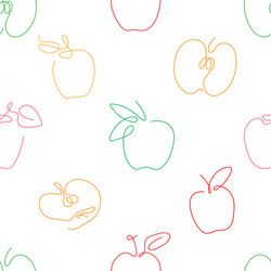 one line art style apple seamless pattern vector