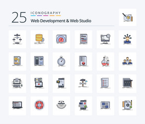 Web development and studio 25 line filled vector