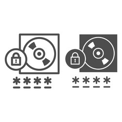 cd with password protected data line and solid vector image
