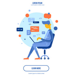 code concept of student using laptops vector image