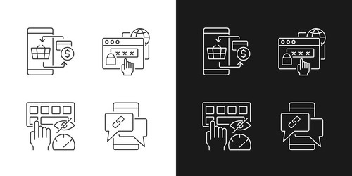 Dealing with digital technology linear icons set vector