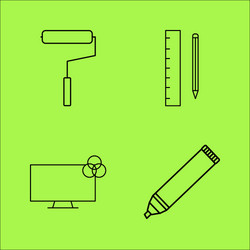 design elements simple linear outline icon set vector image
