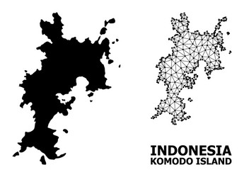 solid and wire frame map komodo island vector image