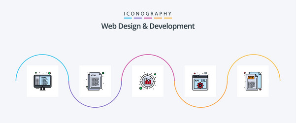 web design and development line filled flat 5 vector image