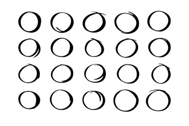 Circle hand drawn marker doodle line style for web vector