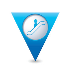 escalator icon map pointer3 blue vector image