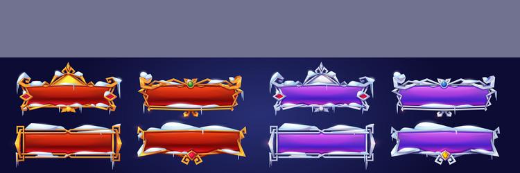 medieval rpg game ui button frame with snow cap vector image