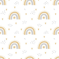 Pattern with cute little boho rainbows vector