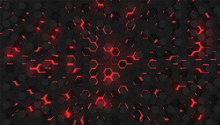 Red 3d hexagon tech background vector