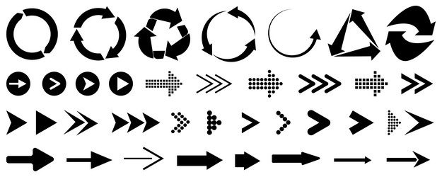 Set of different arrow cursor sign navigation vector