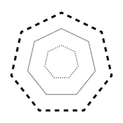 tracing heptagon shape symbol dashed and dotted vector image