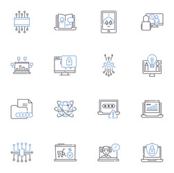 algorithmic line icons collection computation vector image