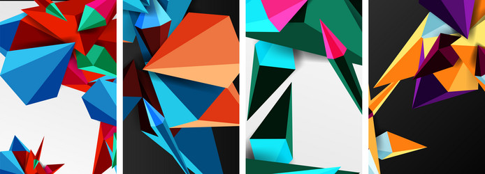 set of triangle geometric low poly 3d shapes vector image