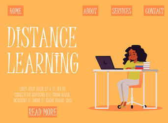 Distance learning landing page for website flat vector