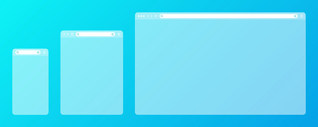 blank transparent web browser window with toolbar vector image