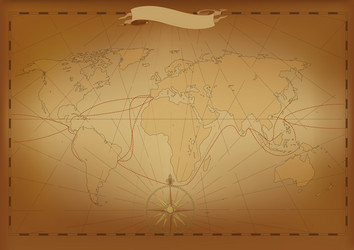 imitation of an ancient world map with a wind vector image