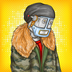 pop art of robot android vector image