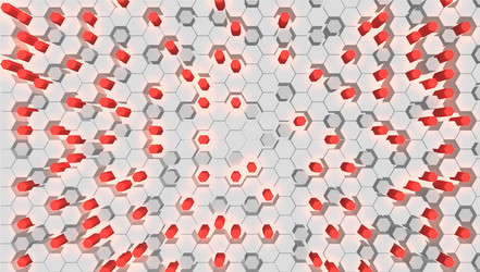 red 3d hexagon tech background vector image