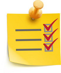 Yellow Check List with Push Pin vector image
