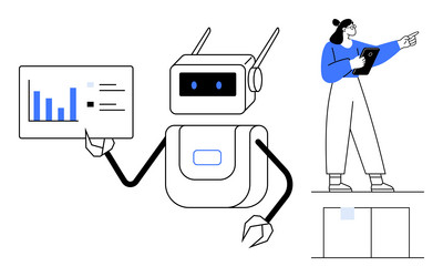 ai robot presenting data insights vector image