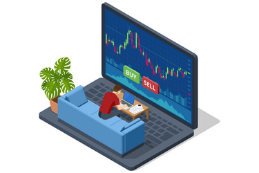 an isometric of a trader vector image