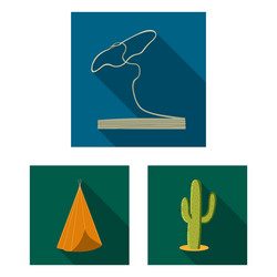 attributes of the wild west flat icons in set vector image