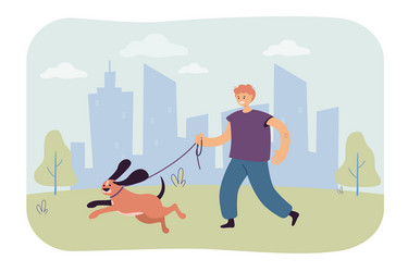 Man walking with dog Royalty Free Vector Image