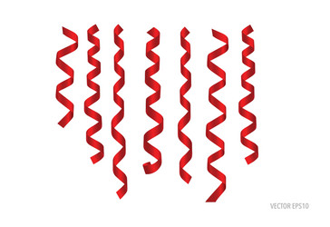 shiny red ribbon on white background with copy vector