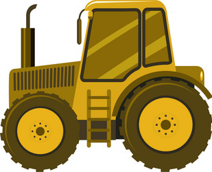 single picture yellow tractor on white vector