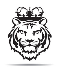 wild tiger head with crown and logo Vector Image