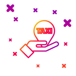 color line hand on map pointer with taxi icon vector image