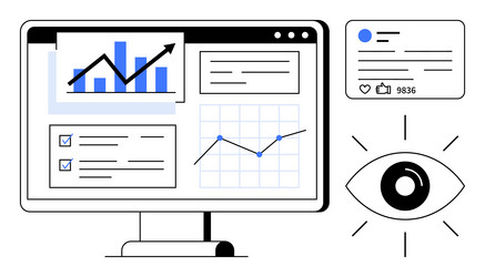 data visualization and analytics on computer vector image