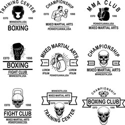 MMA & Boxing Club Emblem Set Vector Image