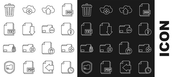 set line document with clock add new folder vector image