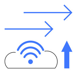 cloud data upload concept with arrows and wireless vector image