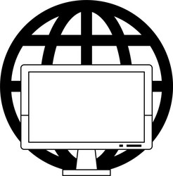 Computer hardware screen with global sphere symbol vector