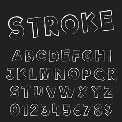 Grunge stroke font template letters and numbers vector