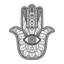 Hamsa Amulet Coloring Page Vector Image